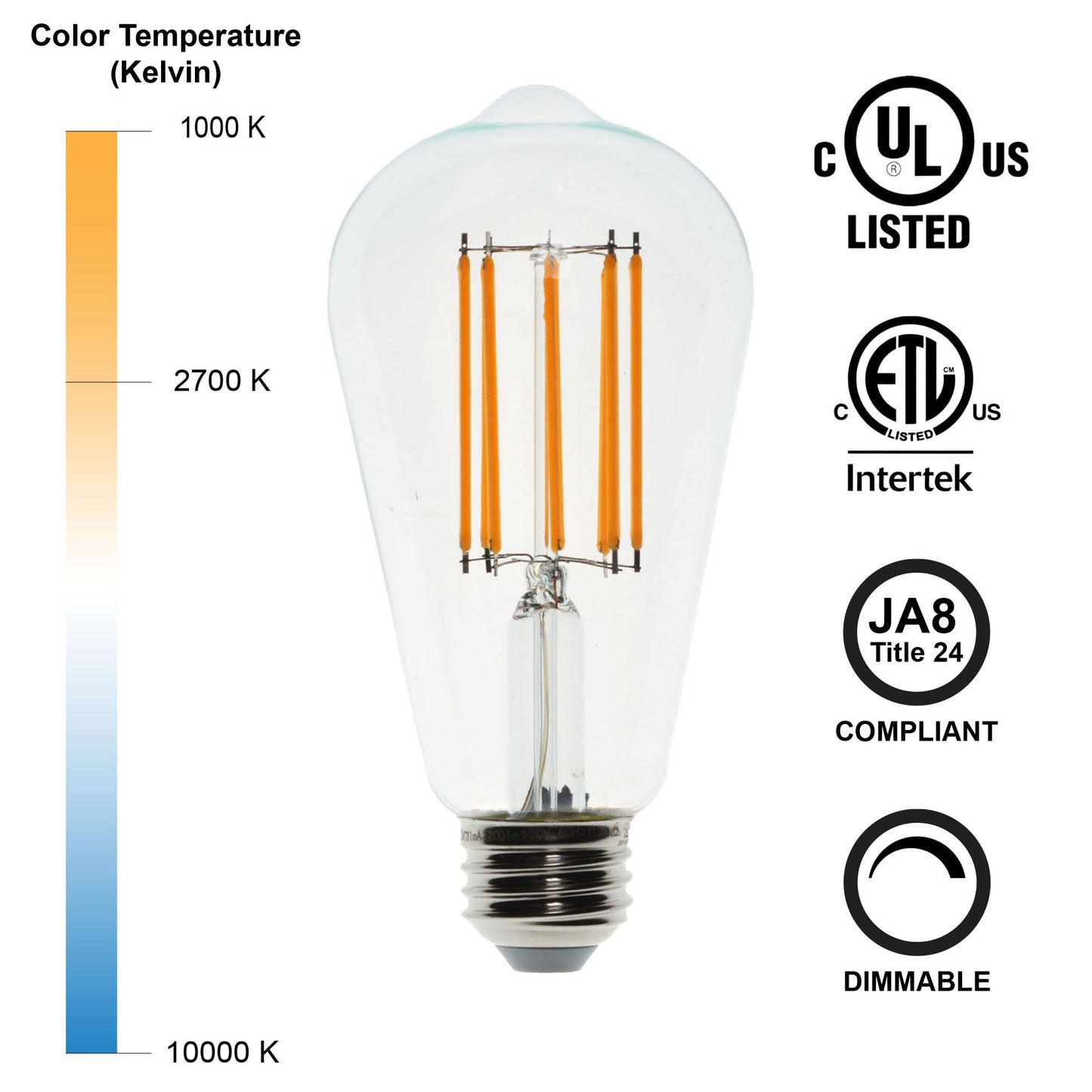 10 Watt Dimmable Filament Bulb - 2700k-Lightbulb-Bicycle Glass Co - Hardware-Single Bulb-Bicycle Glass Co