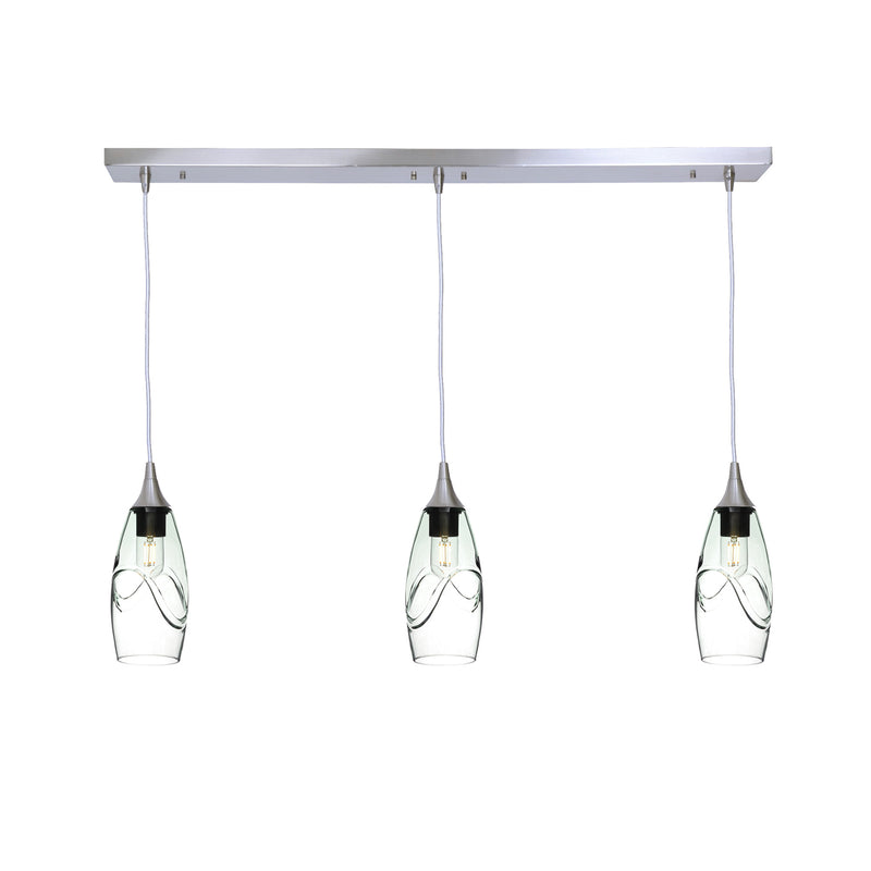 147 3 Pendant Linear Chandelier — Brushed Nickel - 8ft Cord / Swell / Eco Clear