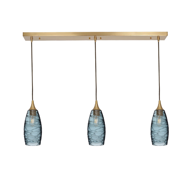 147 3 Pendant Linear Chandelier — Polished Brass - 8ft Cord / Spun / Slate Gray