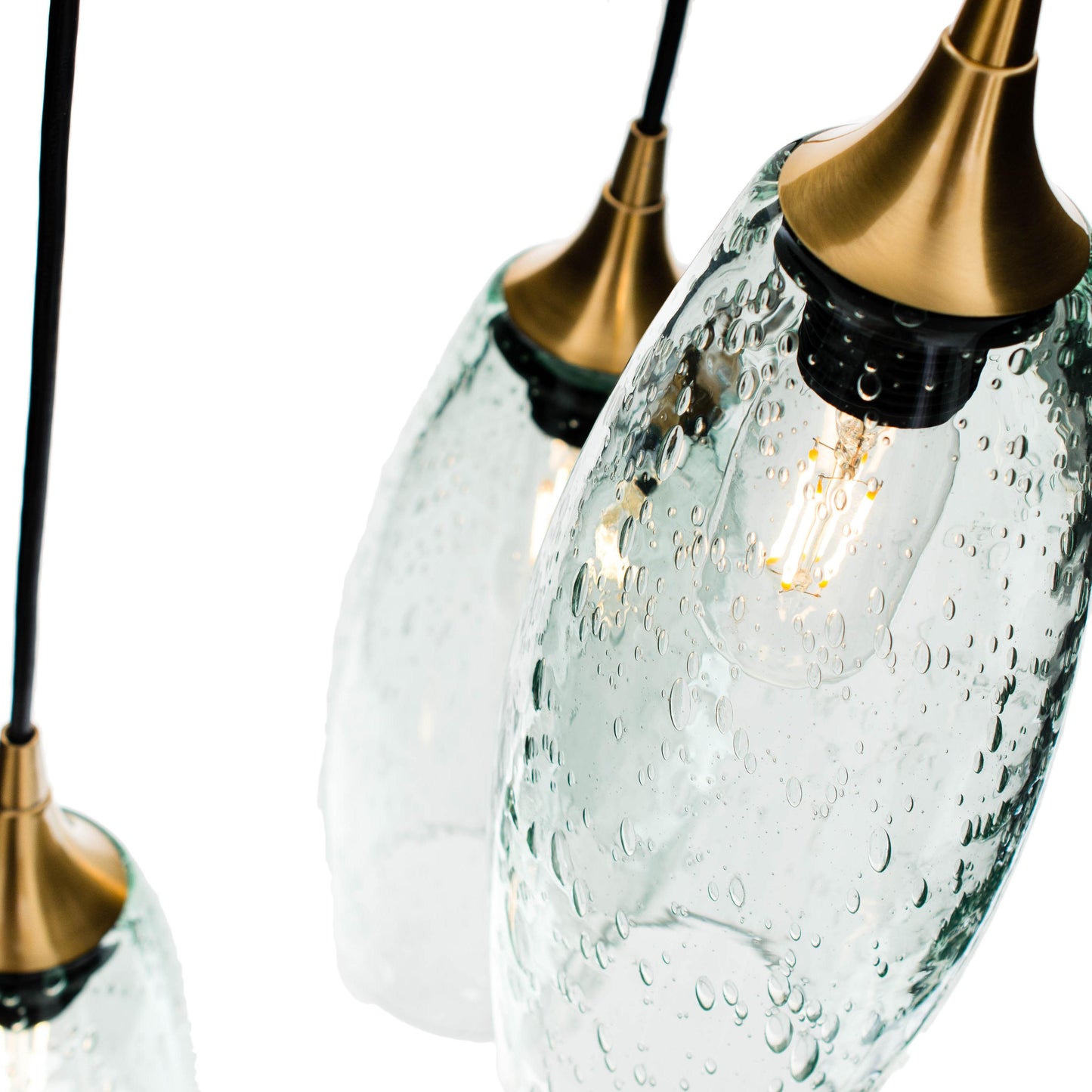 147 Lunar: 3 Pendant Cascade Chandelier-Glass-Bicycle Glass Co-Steel Blue-Bicycle Glass Co