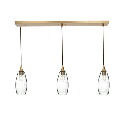 147 Lunar: 3 Pendant Linear Chandelier-Glass-Bicycle Glass Co - Hotshop-Eco Clear-Polished Brass-Bicycle Glass Co