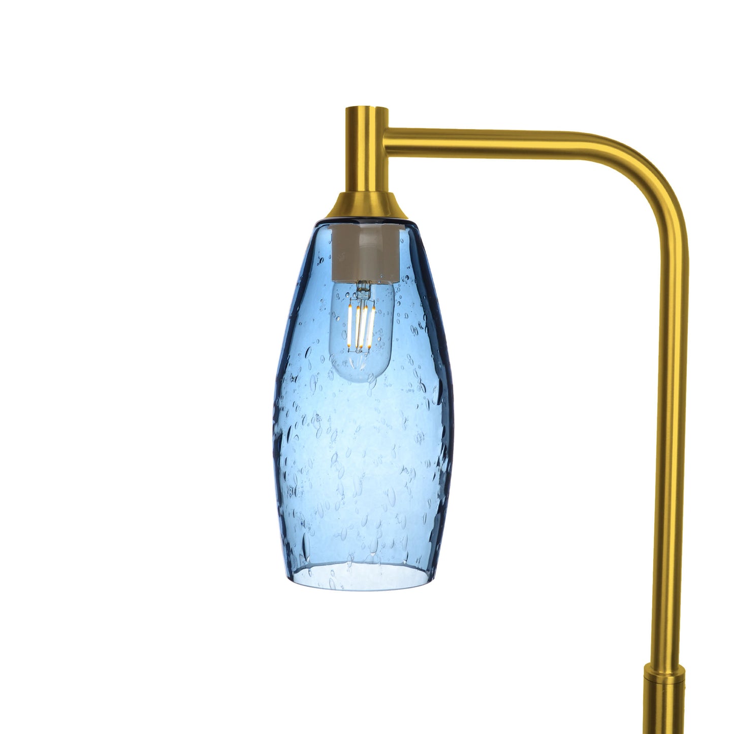 147 Lunar: Floor Lamp-Glass-Bicycle Glass Co - Hotshop-Steel Blue-Polished Brass-Bicycle Glass Co