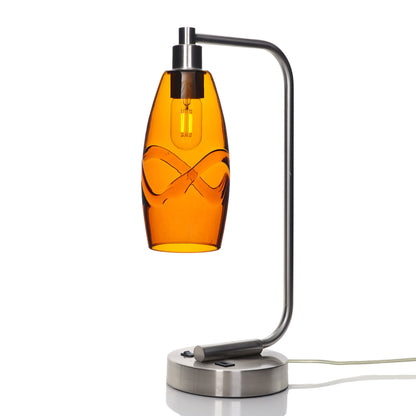 147 Lunar: Table Lamp-Glass-Bicycle Glass Co - Hotshop-Golden Amber-Brushed Nickel-Bicycle Glass Co