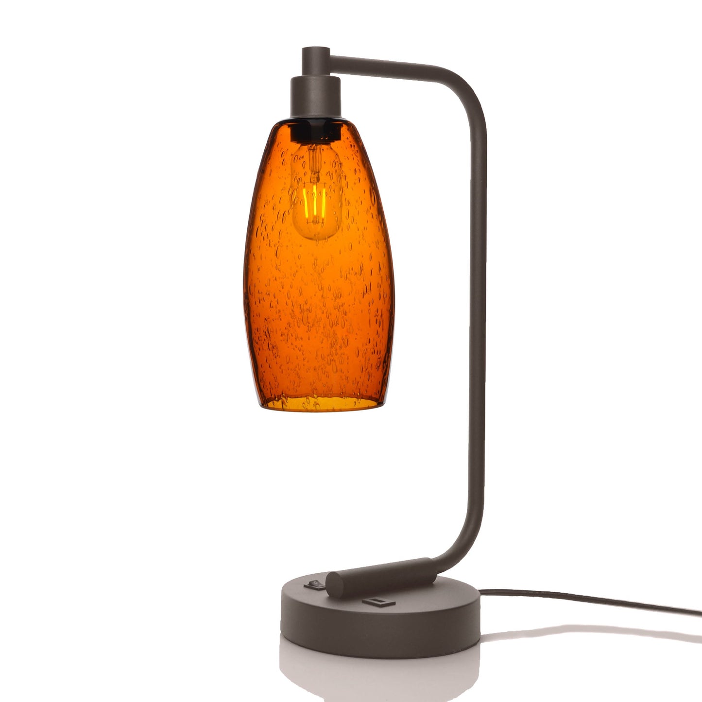 147 Lunar: Table Lamp-Glass-Bicycle Glass Co - Hotshop-Golden Amber-Dark Bronze-Bicycle Glass Co