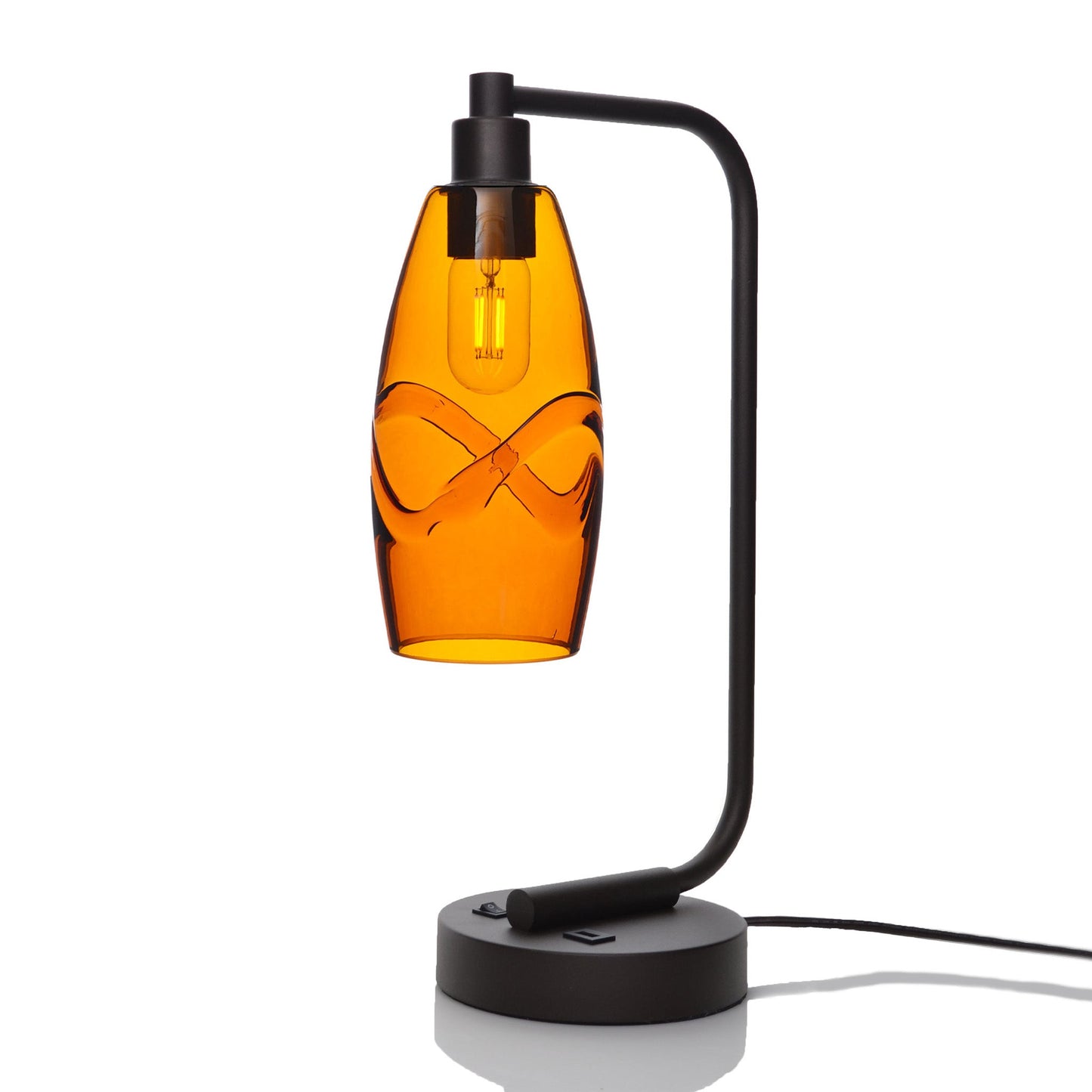 147 Lunar: Table Lamp-Glass-Bicycle Glass Co - Hotshop-Golden Amber-Matte Black-Bicycle Glass Co