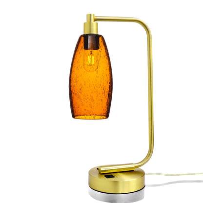 147 Lunar: Table Lamp-Glass-Bicycle Glass Co - Hotshop-Golden Amber-Satin Brass-Bicycle Glass Co