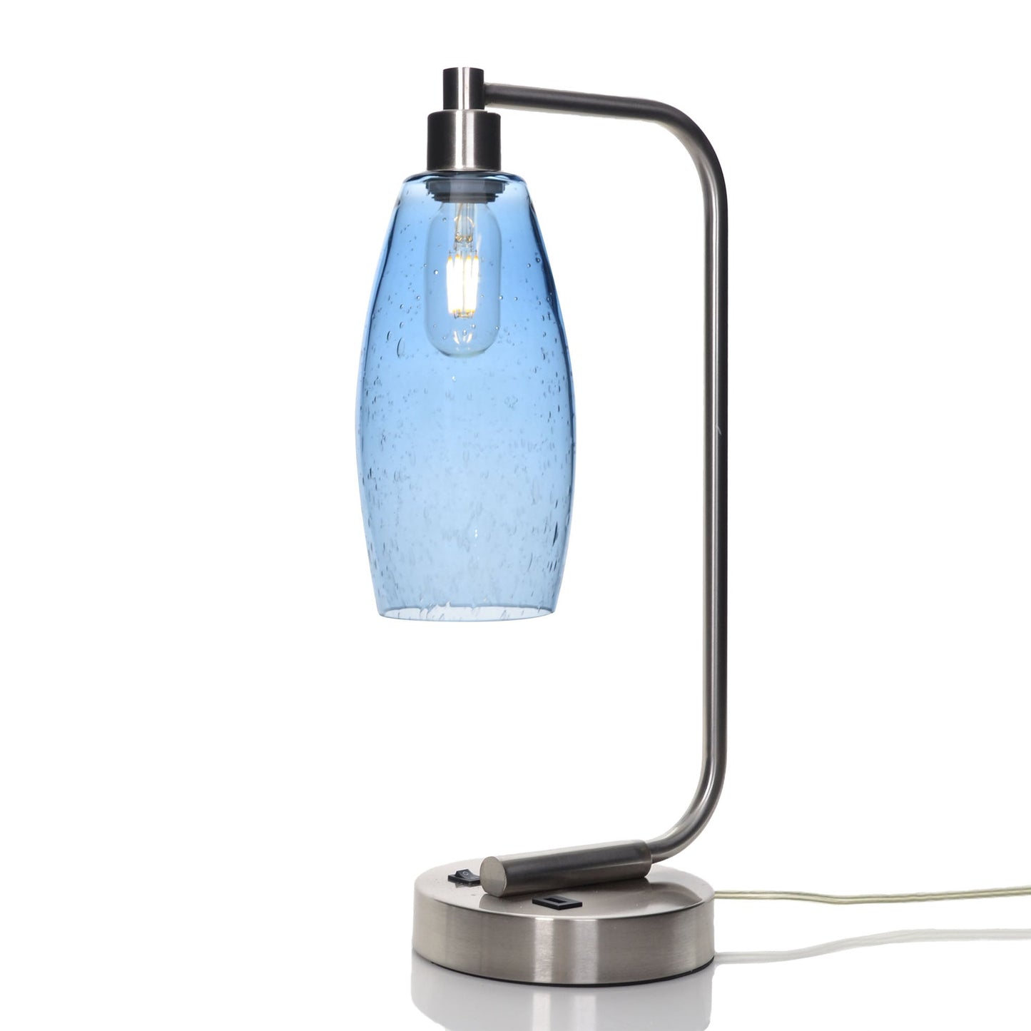 147 Lunar: Table Lamp-Glass-Bicycle Glass Co - Hotshop-Steel Blue-Brushed Nickel-Bicycle Glass Co