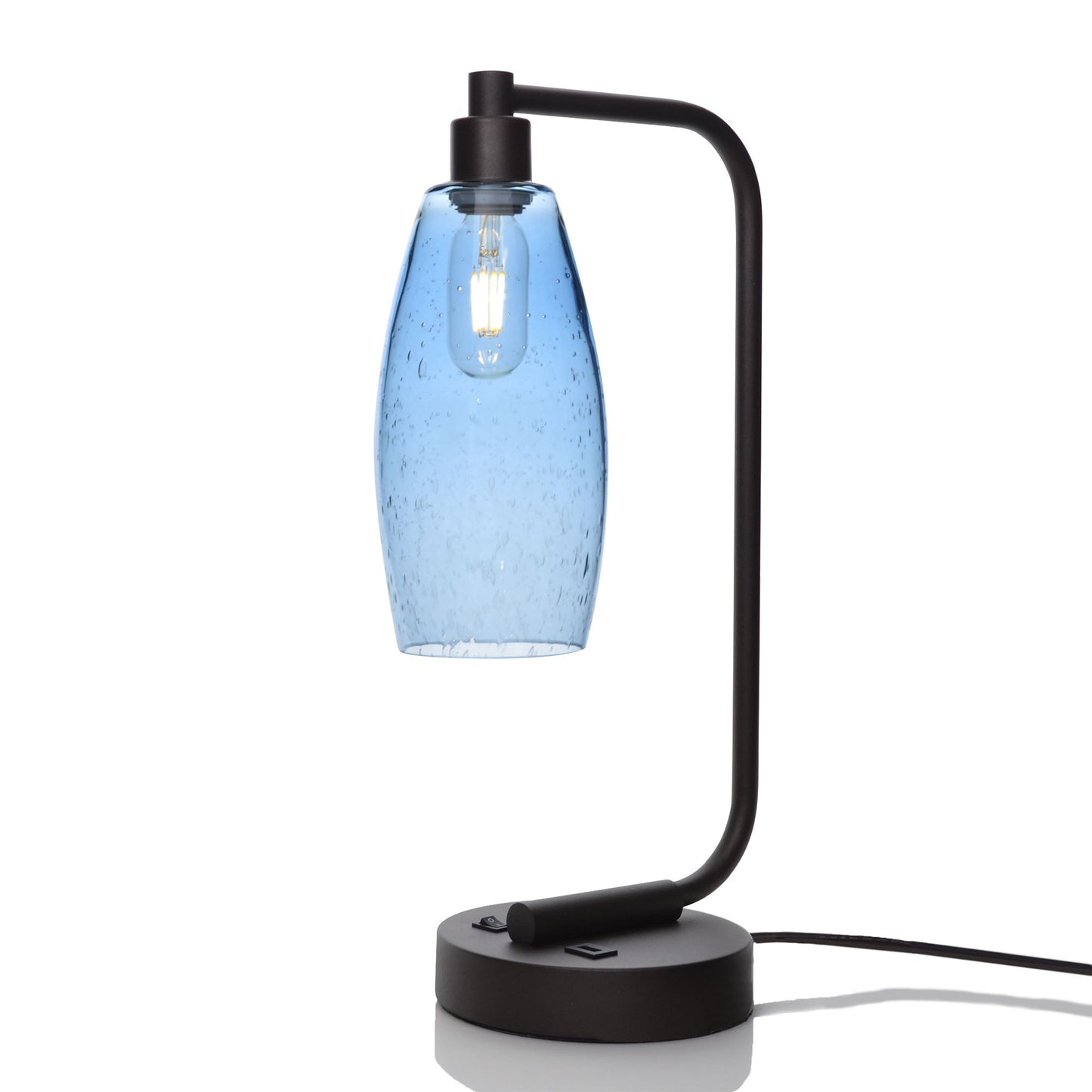 147 Lunar: Table Lamp-Glass-Bicycle Glass Co - Hotshop-Steel Blue-Matte Black-Bicycle Glass Co