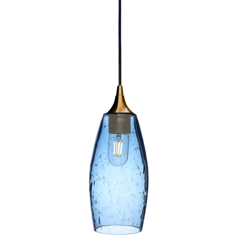 147 Single Pendant Light — Polished Brass - Custom / Lunar / Steel Blue