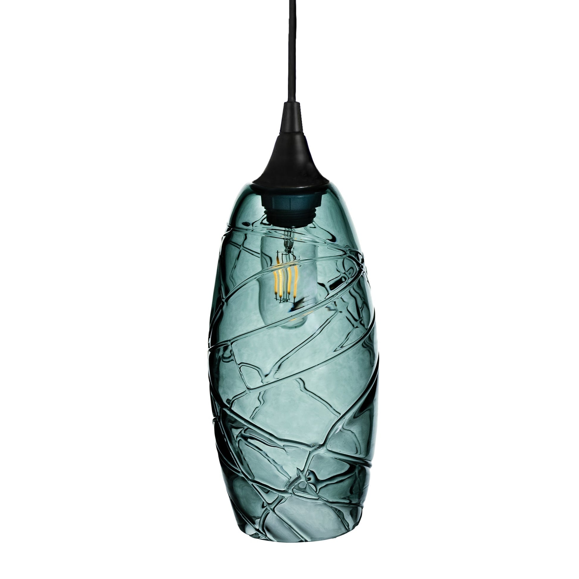 147 Spun: 3 Pendant Cascade Chandelier-Glass-Bicycle Glass Co - Hotshop-Steel Blue-Bicycle Glass Co