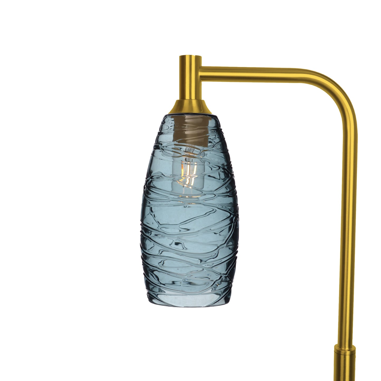 147 Spun: Floor Lamp-Glass-Bicycle Glass Co - Hotshop-Slate Gray-Polished Brass-Bicycle Glass Co