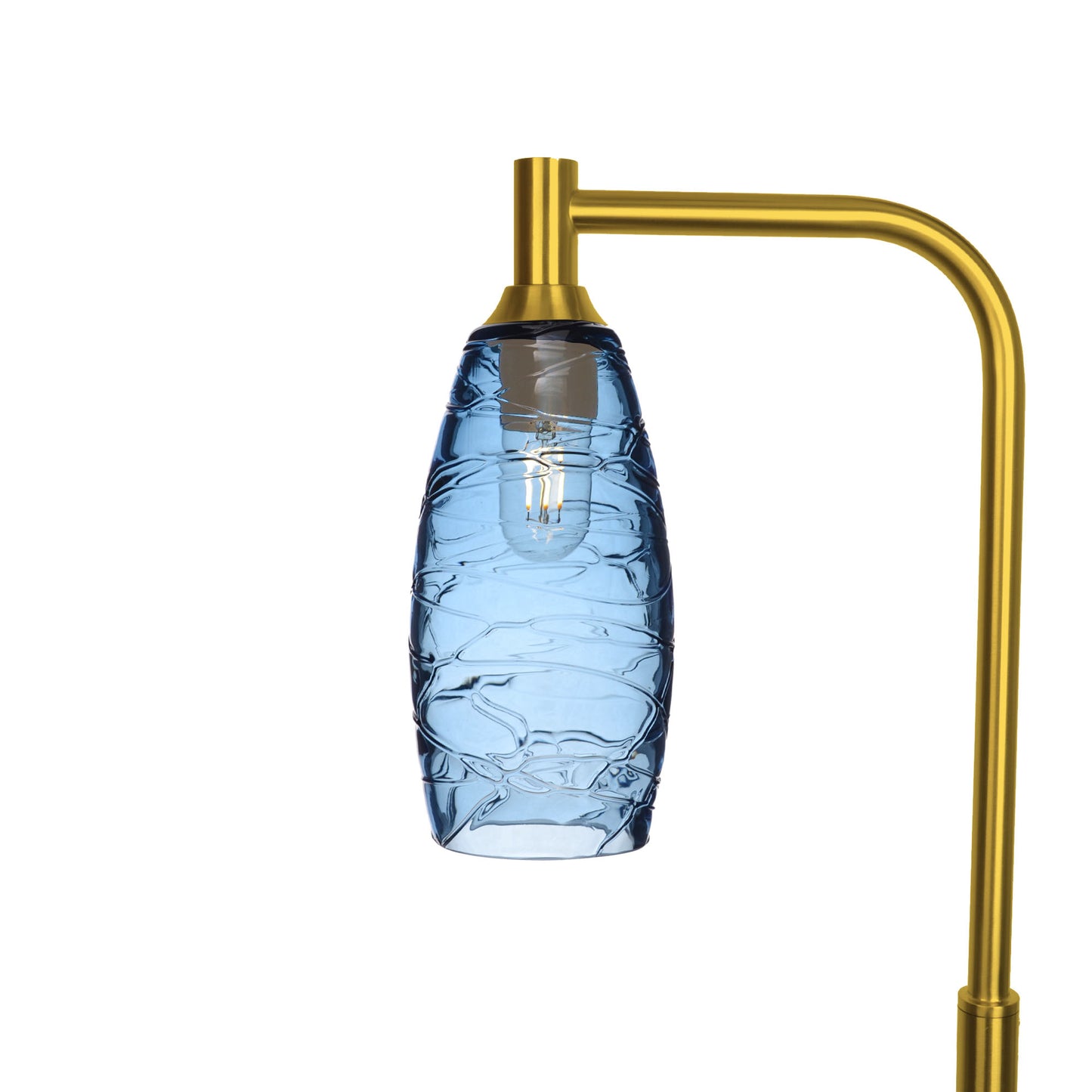147 Spun: Floor Lamp-Glass-Bicycle Glass Co - Hotshop-Steel Blue-Polished Brass-Bicycle Glass Co