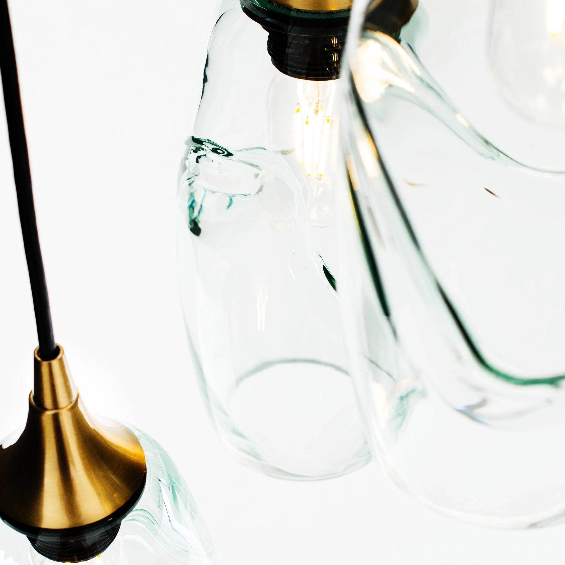 147 Swell: 3 Pendant Cascade Chandelier-Glass-Bicycle Glass Co-Steel Blue-Bicycle Glass Co