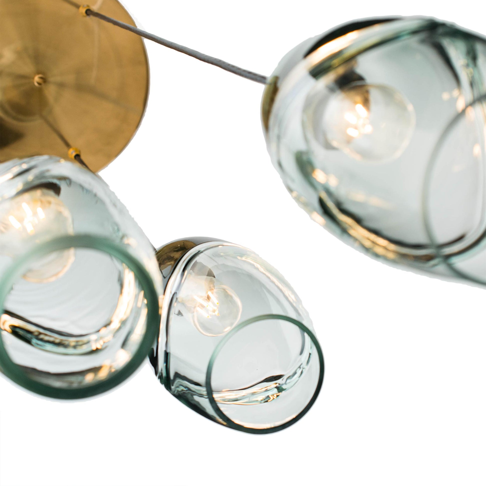 147 Swell: 3 Pendant Cascade Chandelier-Glass-Bicycle Glass Co-Steel Blue-Bicycle Glass Co