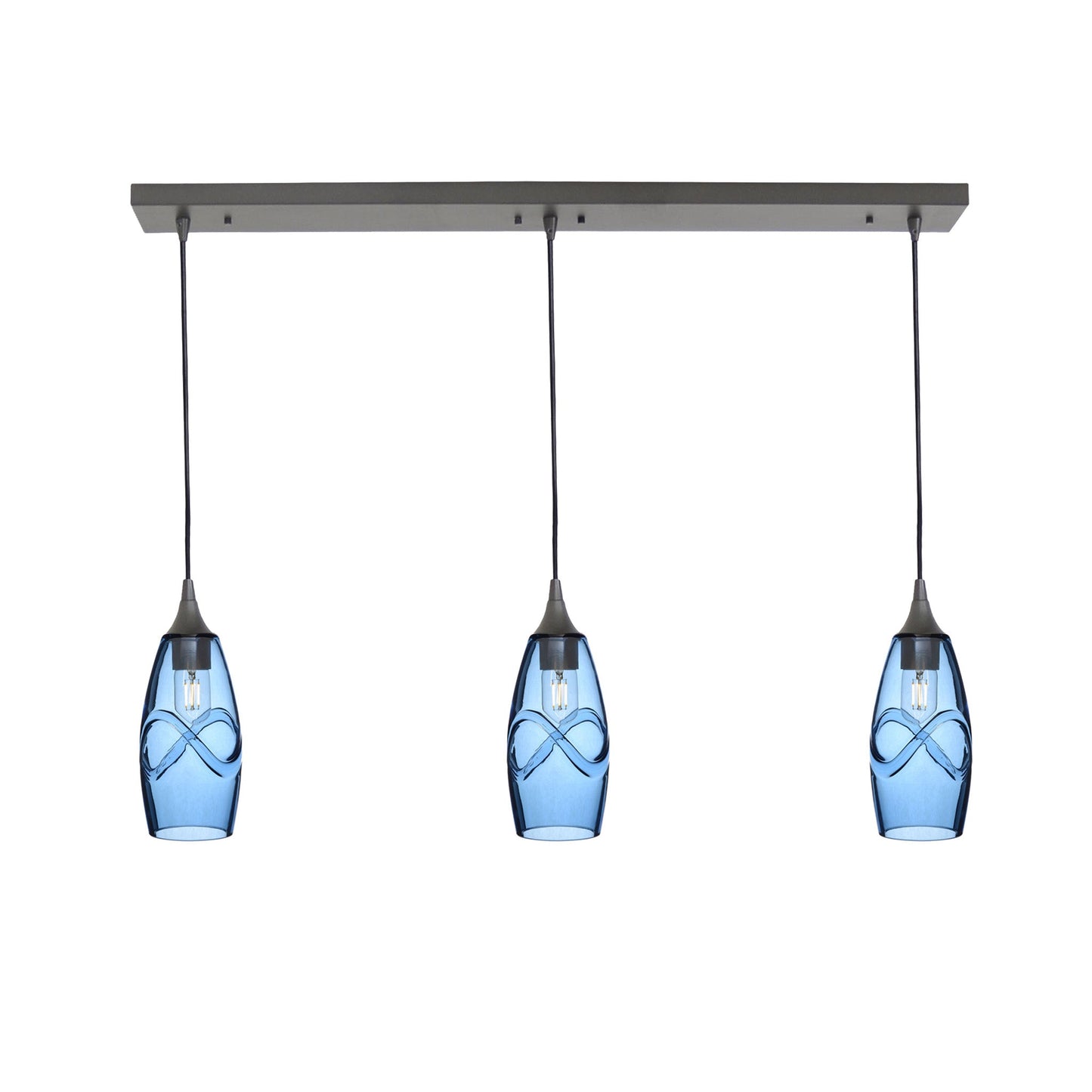 147 Swell: 3 Pendant Linear Chandelier-Glass-Bicycle Glass Co - Hotshop-Eco Clear-Antique Bronze-Bicycle Glass Co