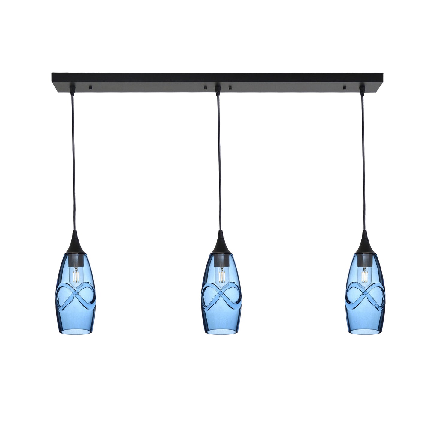147 Swell: 3 Pendant Linear Chandelier-Glass-Bicycle Glass Co - Hotshop-Eco Clear-Antique Bronze-Bicycle Glass Co