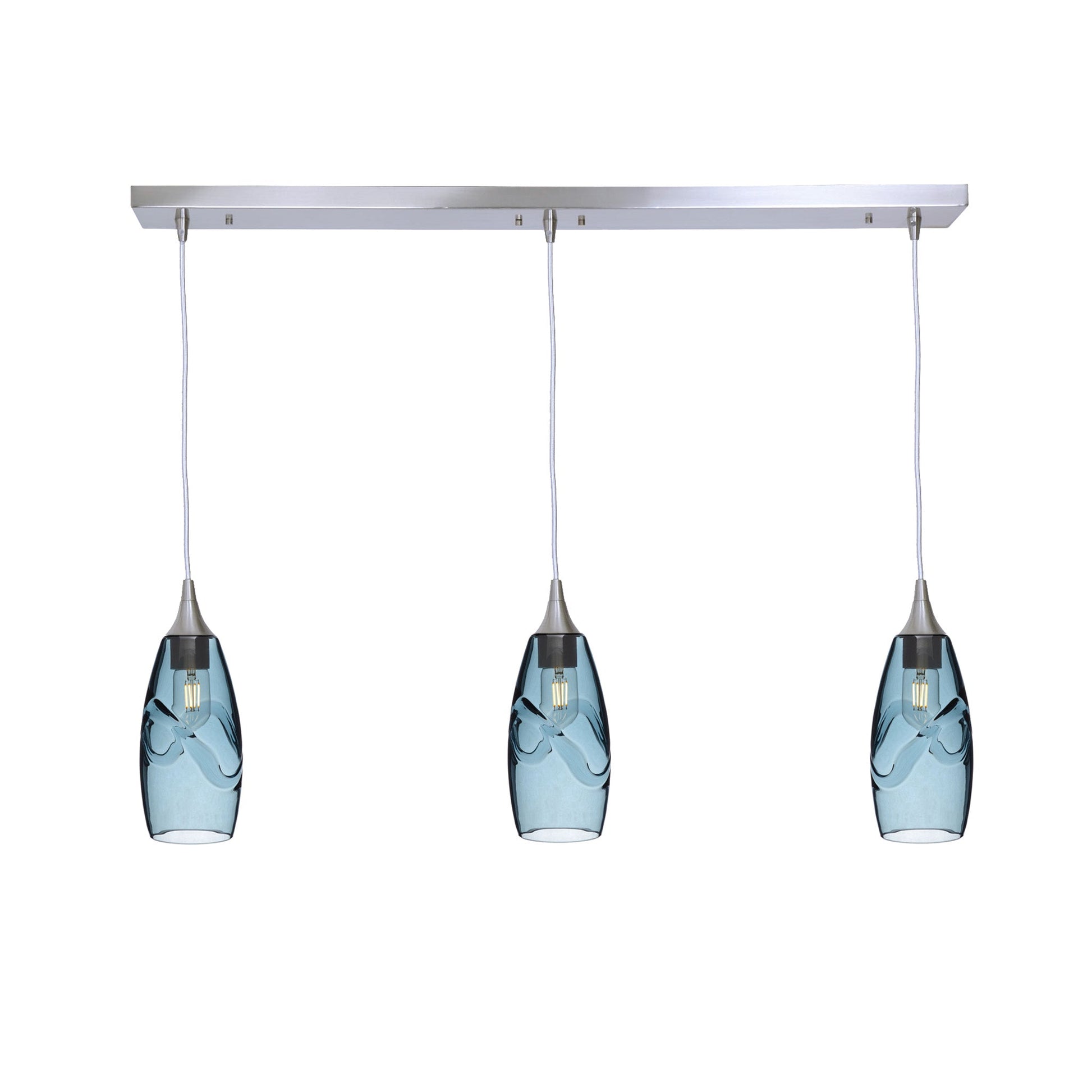 147 Swell: 3 Pendant Linear Chandelier-Glass-Bicycle Glass Co - Hotshop-Eco Clear-Antique Bronze-Bicycle Glass Co