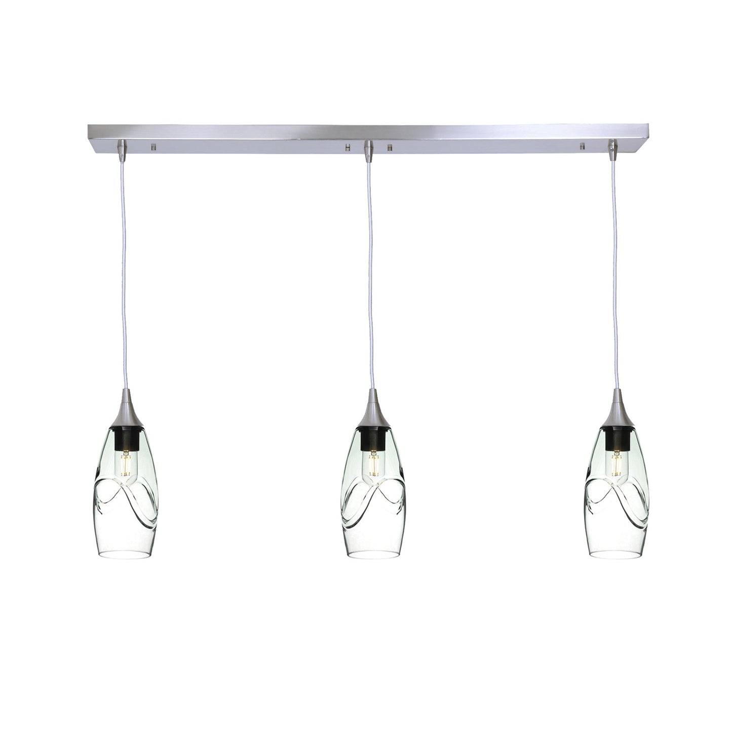 147 Swell: 3 Pendant Linear Chandelier-Glass-Bicycle Glass Co - Hotshop-Eco Clear-Antique Bronze-Bicycle Glass Co