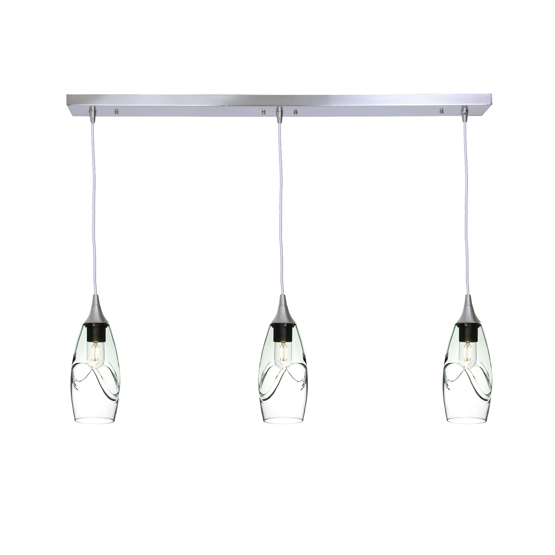 147 Swell: 3 Pendant Linear Chandelier-Glass-Bicycle Glass Co - Hotshop-Eco Clear-Antique Bronze-Bicycle Glass Co
