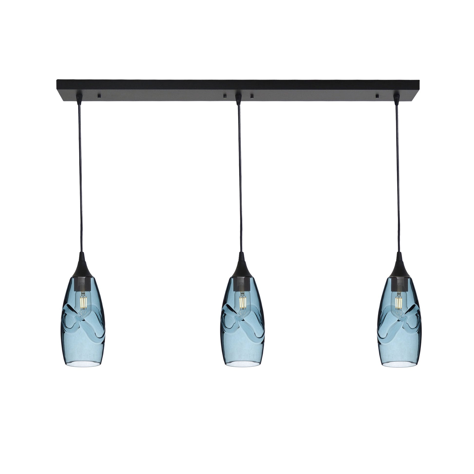147 Swell: 3 Pendant Linear Chandelier-Glass-Bicycle Glass Co - Hotshop-Eco Clear-Antique Bronze-Bicycle Glass Co