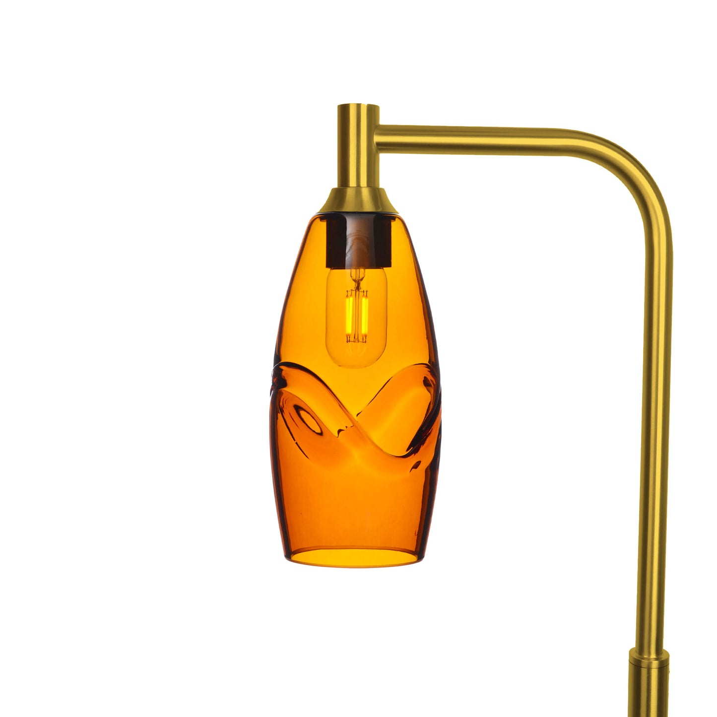 147 Swell: Floor Lamp-Glass-Bicycle Glass Co - Hotshop-Golden Amber-Polished Brass-Bicycle Glass Co