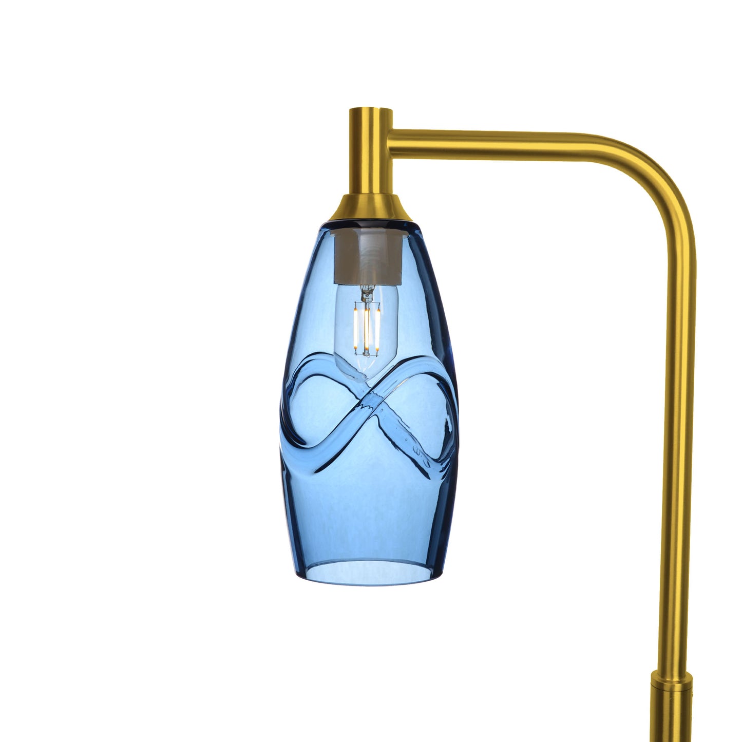 147 Swell: Floor Lamp-Glass-Bicycle Glass Co - Hotshop-Steel Blue-Polished Brass-Bicycle Glass Co