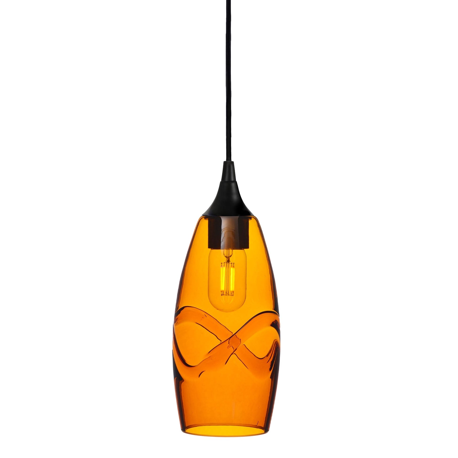 147 Swell: Single Pendant Light-Glass-Bicycle Glass Co - Hotshop-Harvest Gold-Matte Black-Bicycle Glass Co