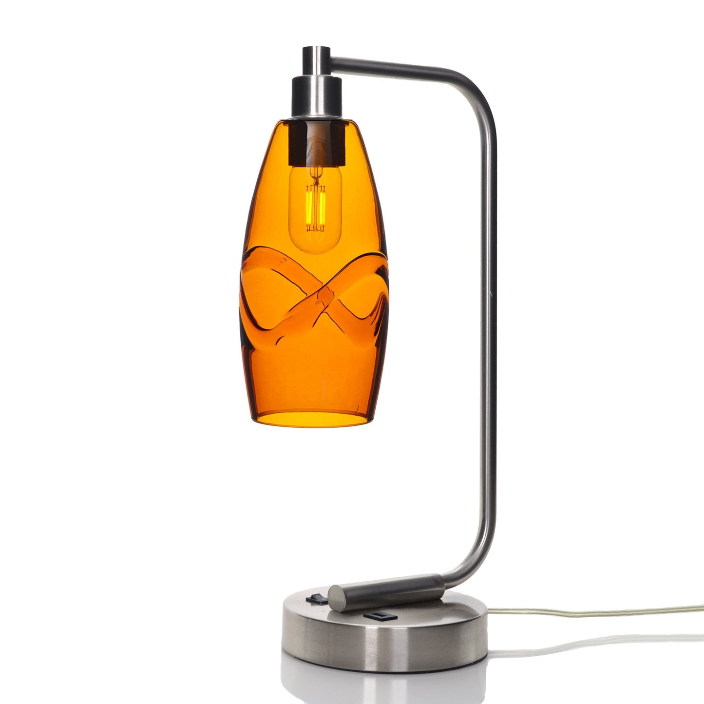 147 Swell: Table Lamp-Glass-Bicycle Glass Co - Hotshop-Golden Amber-Brushed Nickel-Bicycle Glass Co