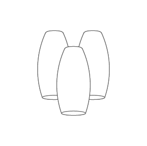 Simplified line drawing of set of three 147 shades.