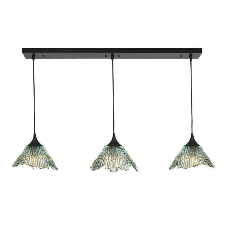 212 3 Pendant Linear Chandelier — Eco Clear / Matte Black - 8ft Cord