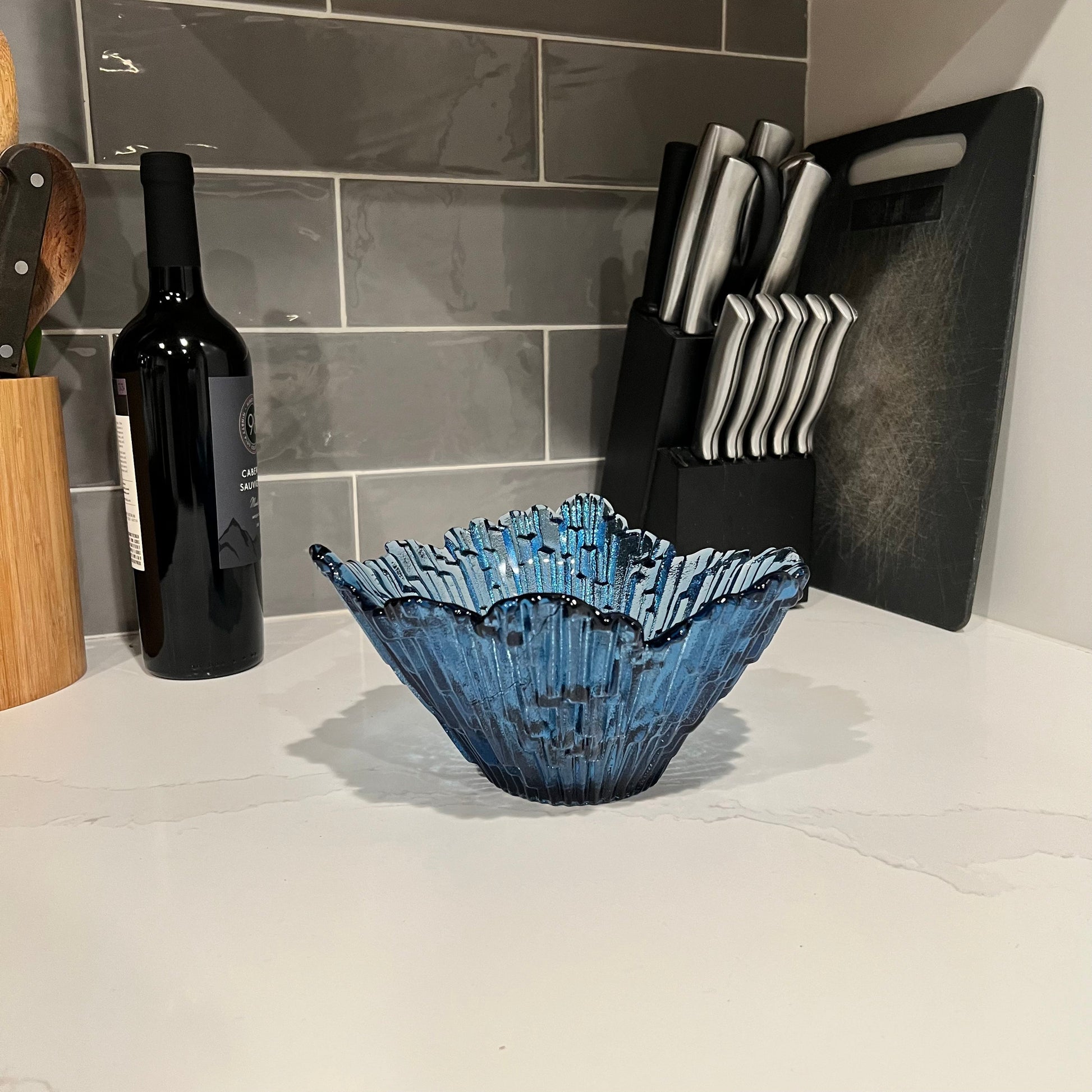 212 Icicle: Small Bowl-Glass-Bicycle Glass Co - Hotshop-Steel Blue-Bicycle Glass Co