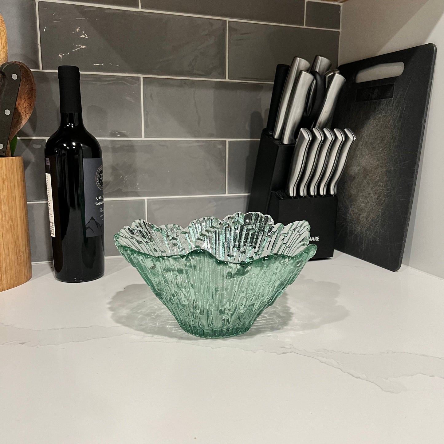 212 Icicle: Small Bowl-Glass-Bicycle Glass Co - Hotshop-Steel Blue-Bicycle Glass Co