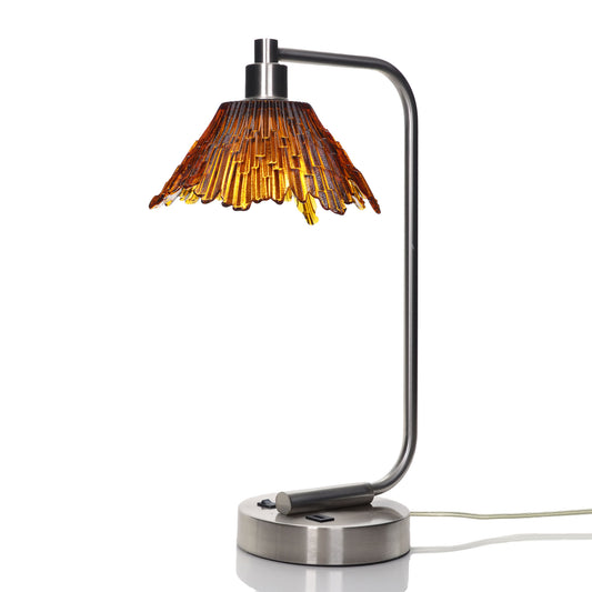 212 Table Lamp-Glass-Bicycle Glass Co - Hotshop-Golden Amber-Brushed Nickel-Bicycle Glass Co