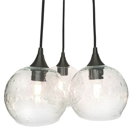 3 Cluster Chandelier: 767 Lunar-Glass-Bicycle Glass Co - Hotshop-Eco Clear-Matte Black-Bicycle Glass Co