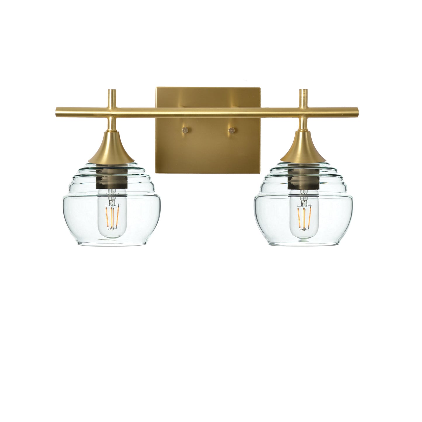 301 Lucent: 2 Light Wall Vanity-Glass-Bicycle Glass Co - Hotshop-Eco Clear-Polished Brass-Bicycle Glass Co