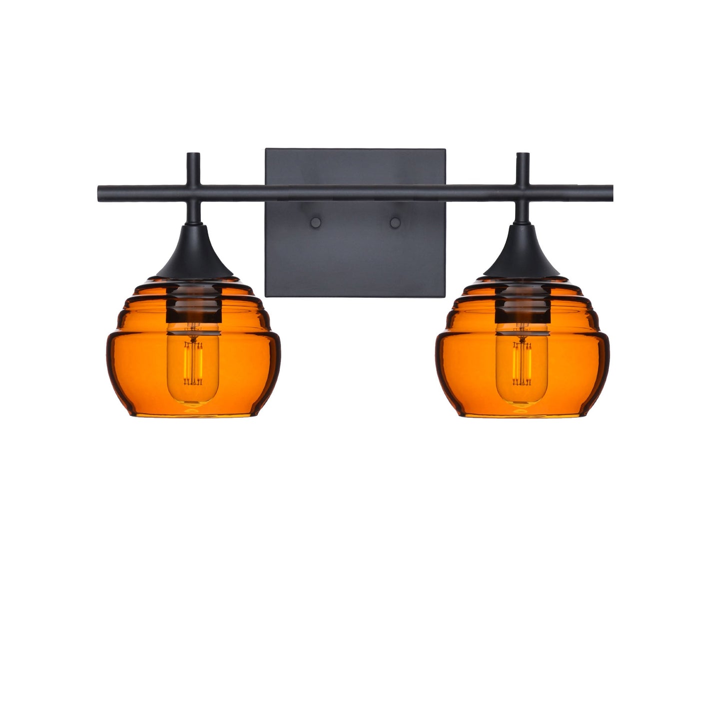 301 Lucent: 2 Light Wall Vanity-Glass-Bicycle Glass Co - Hotshop-Golden Amber-Matte Black-Bicycle Glass Co