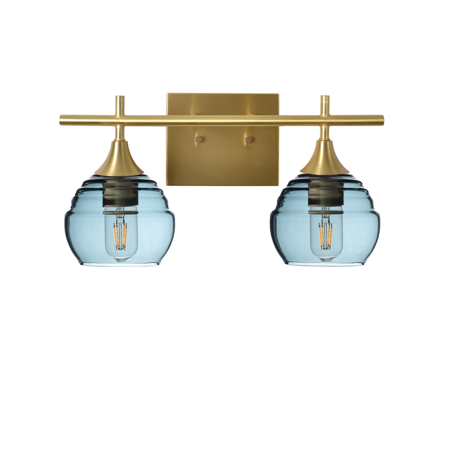 301 Lucent: 2 Light Wall Vanity-Glass-Bicycle Glass Co - Hotshop-Slate Gray-Polished Brass-Bicycle Glass Co