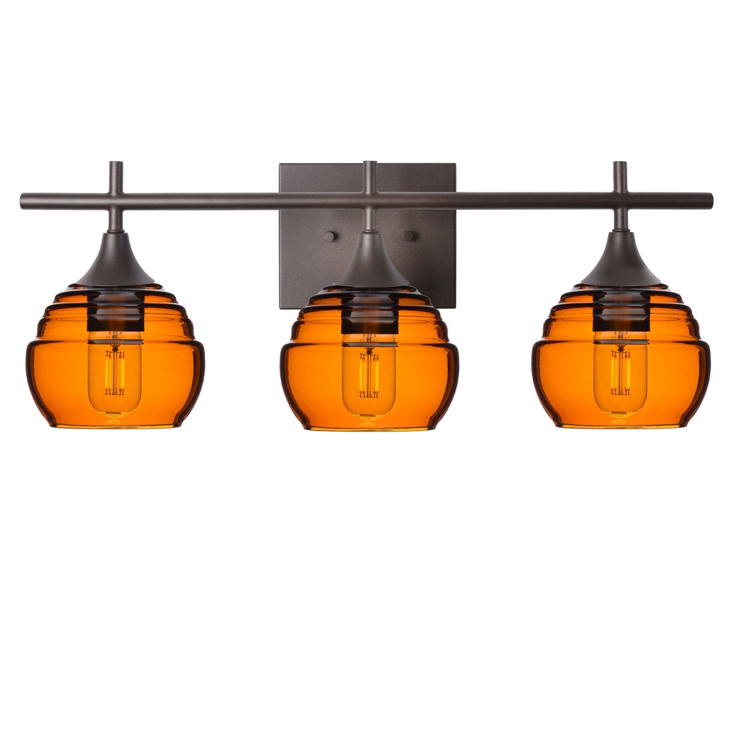 301 Lucent: 3 Light Wall Vanity-Glass-Bicycle Glass Co - Hotshop-Golden Amber-Dark Bronze-Bicycle Glass Co