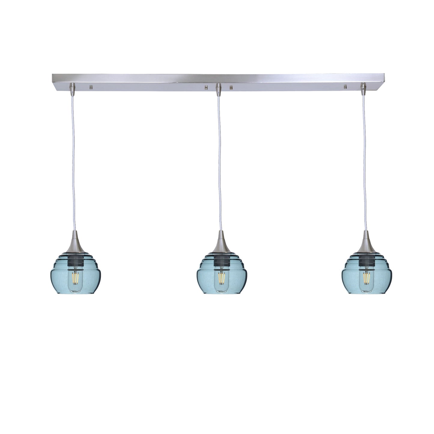 301 Lucent: 3 Pendant Linear Chandelier-Glass-Bicycle Glass Co - Hotshop-Slate Gray-Brushed Nickel-Bicycle Glass Co