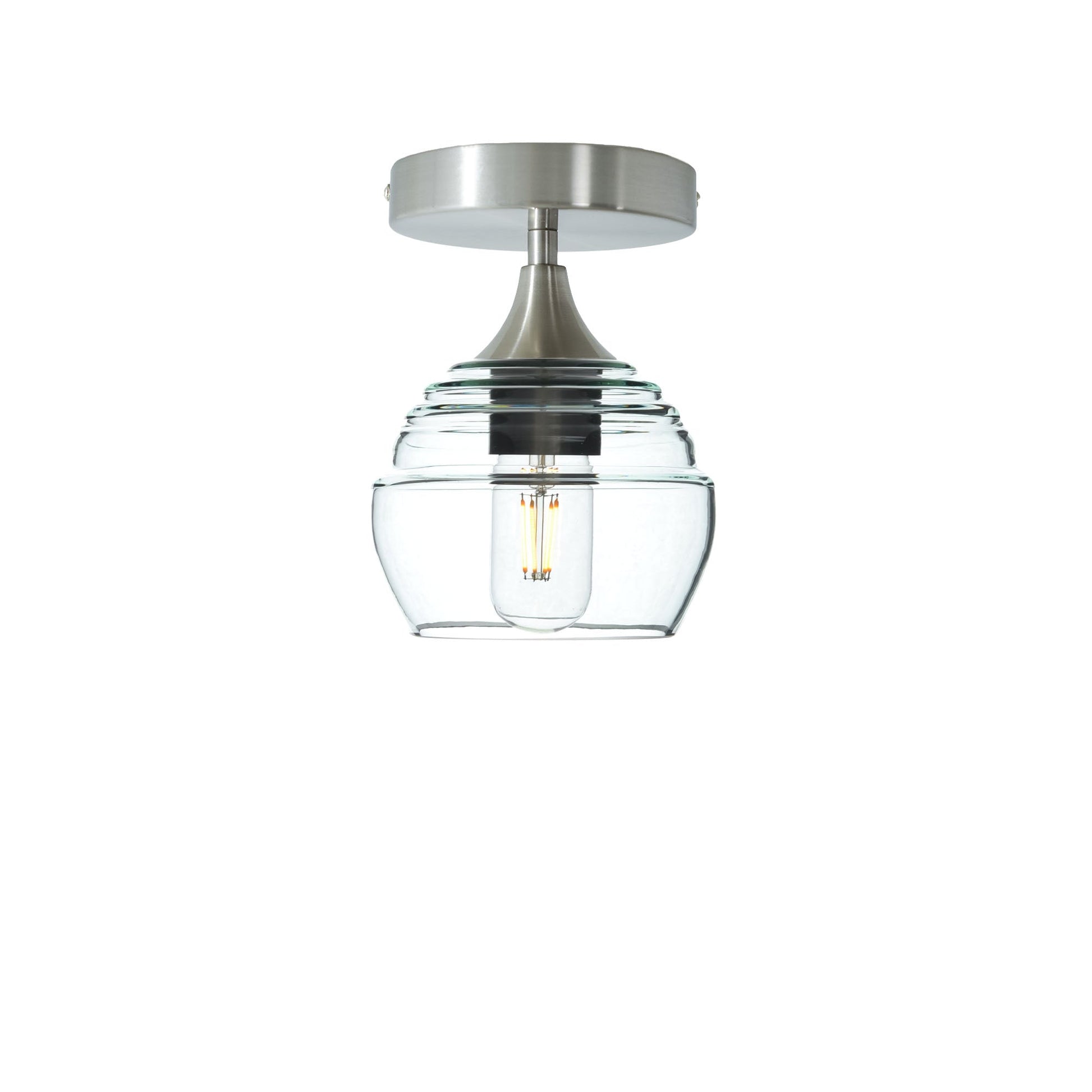 301 Lucent: Semi Flush Light-Glass-Bicycle Glass Co - Hotshop-Eco Clear-Brushed Nickel-Bicycle Glass Co