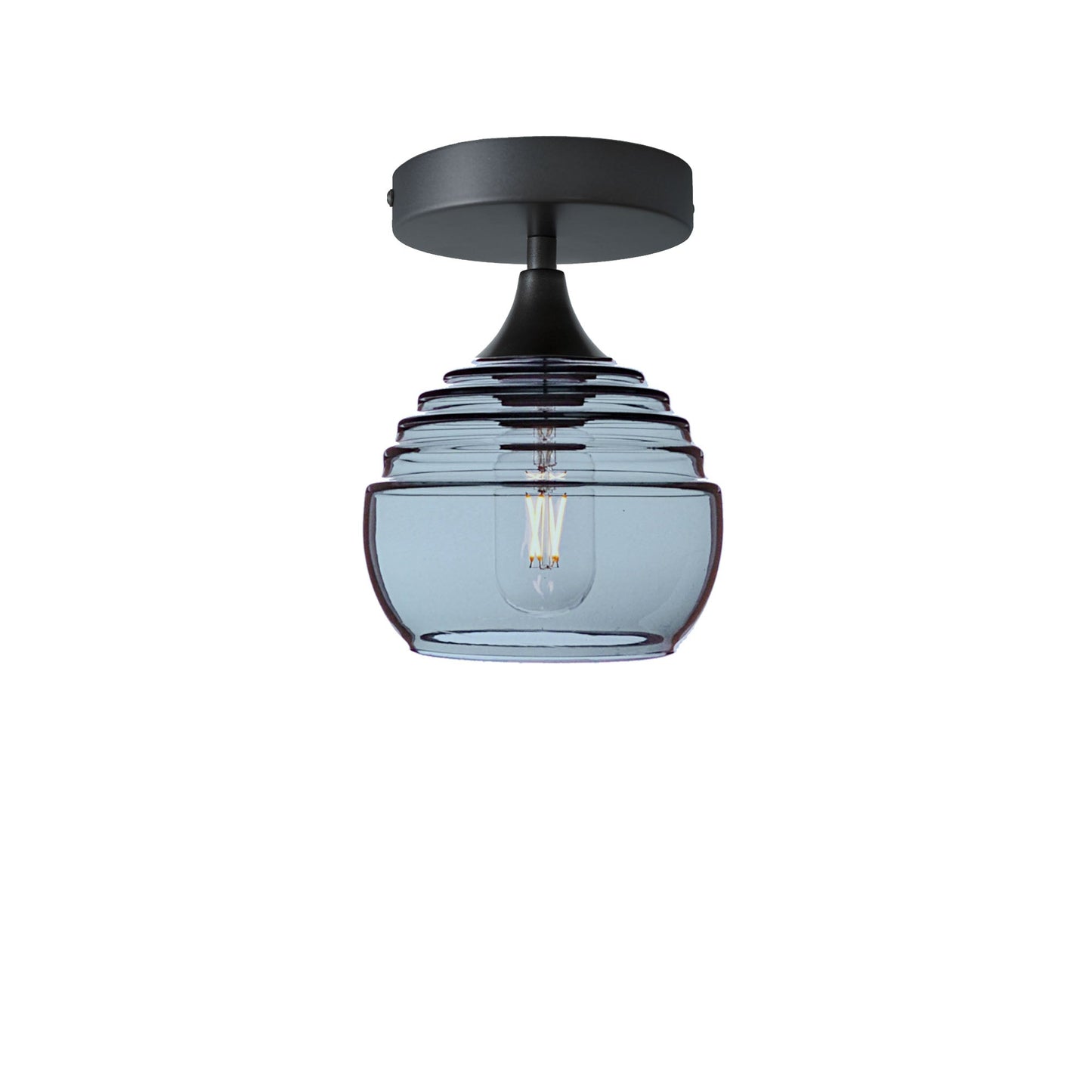 301 Lucent: Semi Flush Light-Glass-Bicycle Glass Co - Hotshop-Slate Gray-Antique Bronze-Bicycle Glass Co