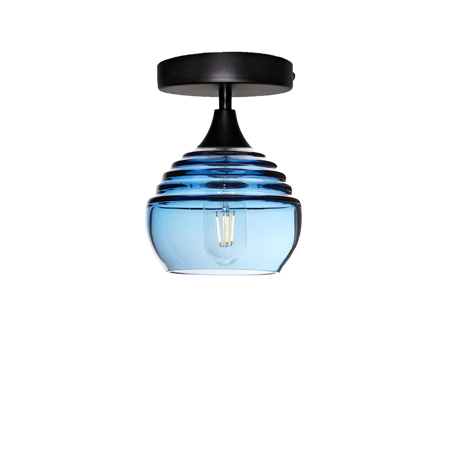 301 Lucent: Semi Flush Light-Glass-Bicycle Glass Co - Hotshop-Steel Blue-Matte Black-Bicycle Glass Co