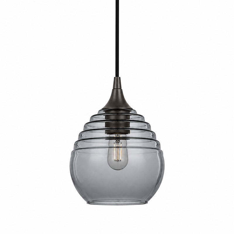 302 Single Pendant Light — Antique Bronze - 8ft Downrod / Slate Gray
