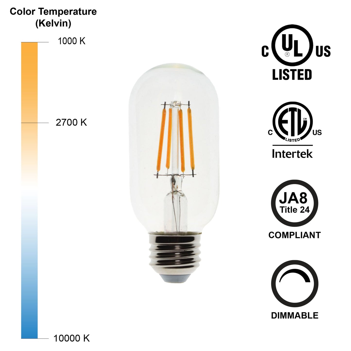 4 Watt Dimmable Filament Bulb - 2700k-Lightbulb-Bicycle Glass Co - Hardware-Single Bulb-Bicycle Glass Co