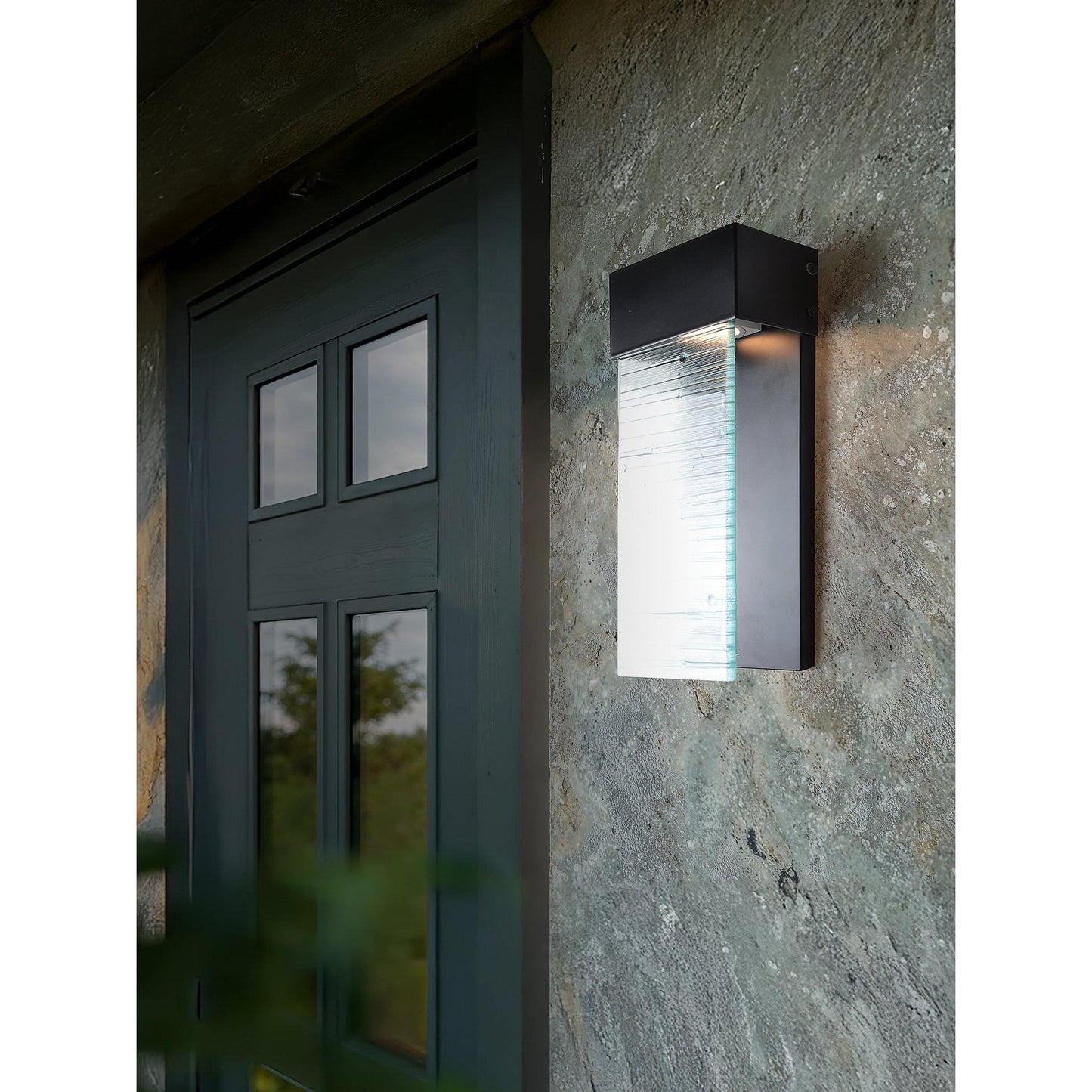 405: Glass Panel Wall Sconce-Glass-Bicycle Glass Co-Eco-Clear-Stippled-Bicycle Glass Co