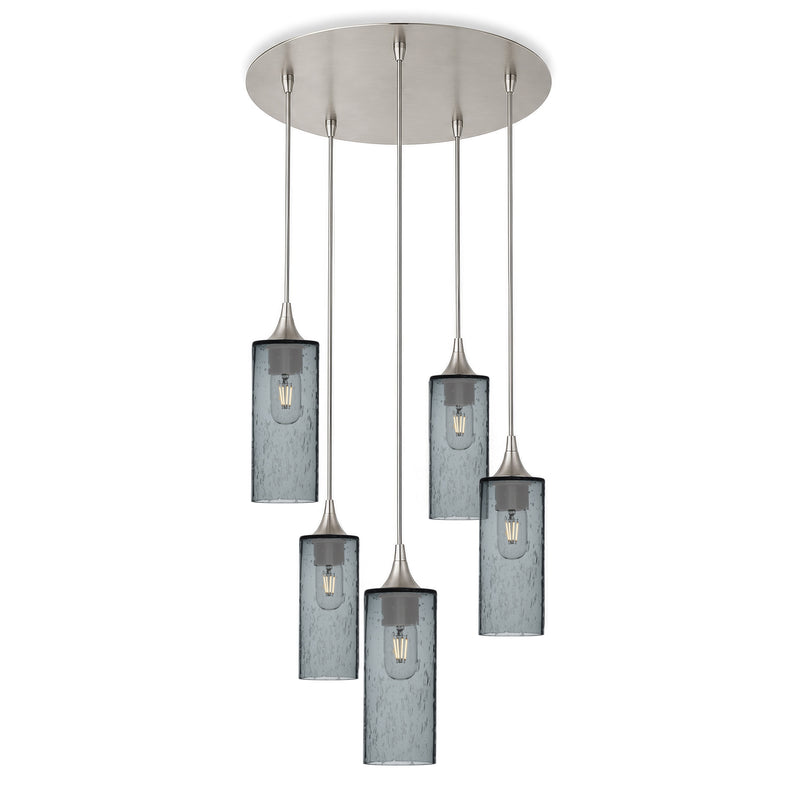 513 5 Pendant Cascade Chandelier — Lunar / Slate Gray / Brushed Nickel - 8ft Downrod