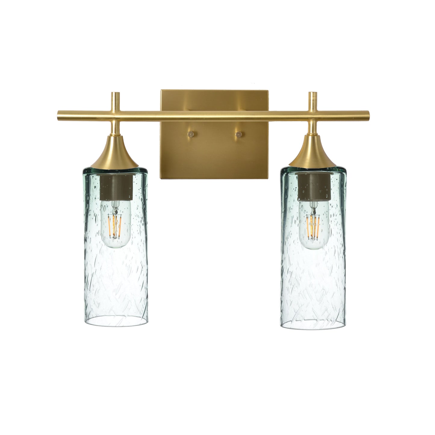 513 Lunar: 2 Light Wall Vanity-Glass-Bicycle Glass Co - Hotshop-Eco Clear-Polished Brass-Bicycle Glass Co