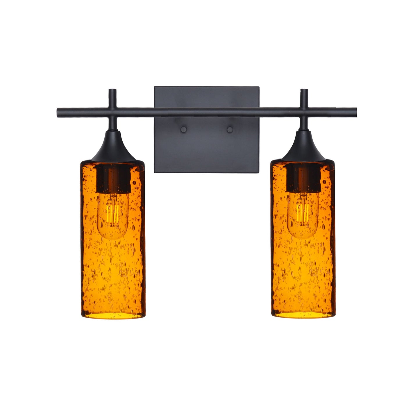 513 Lunar: 2 Light Wall Vanity-Glass-Bicycle Glass Co - Hotshop-Golden Amber-Matte Black-Bicycle Glass Co