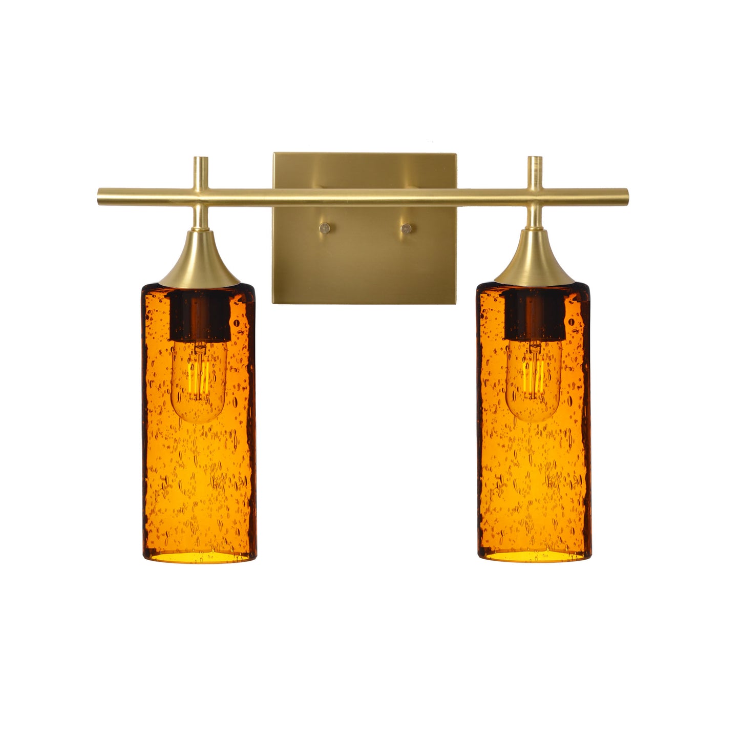 513 Lunar: 2 Light Wall Vanity-Glass-Bicycle Glass Co - Hotshop-Golden Amber-Polished Brass-Bicycle Glass Co