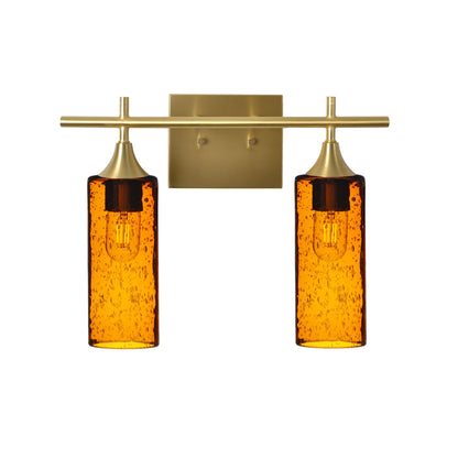 513 Lunar: 2 Light Wall Vanity-Glass-Bicycle Glass Co - Hotshop-Golden Amber-Satin Brass-Bicycle Glass Co